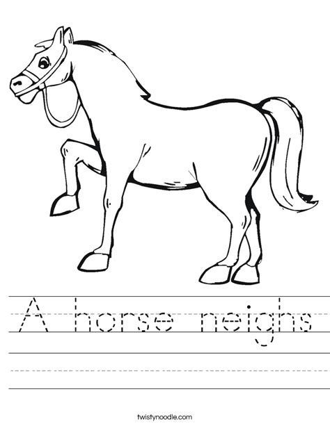 A Horse Neighs Worksheet Twisty Noodle