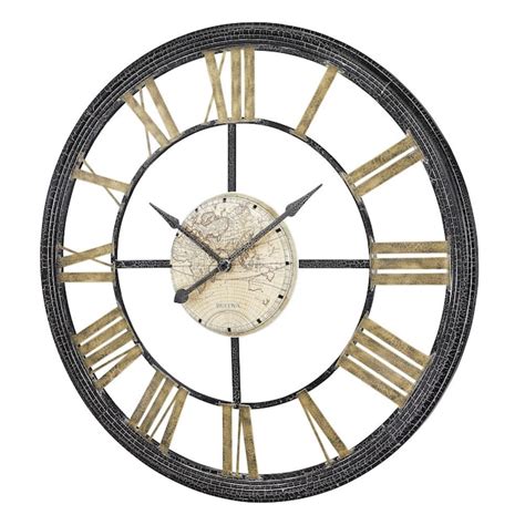Bulova Olde World 46 In Round Black Metal Indoor Outdoor Wall Clock