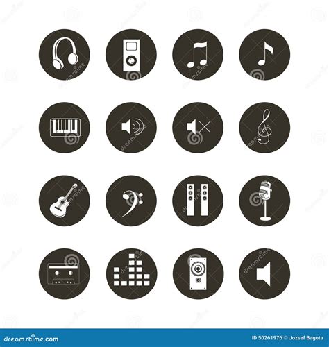 Musical Icon Set Black And White Music Related Web Icon Collection