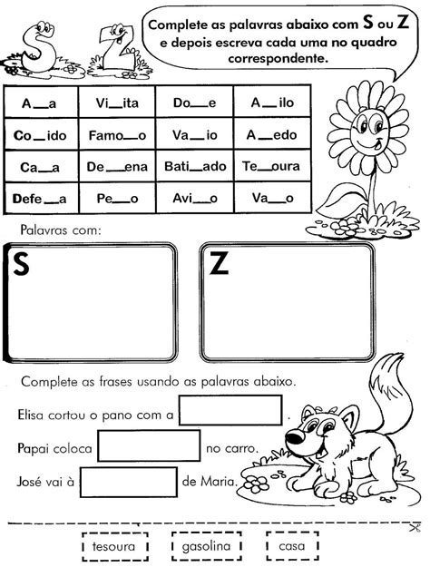 Palavras Com S Ou Z Exercicios 4o Ano
