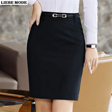 Ladies Formal Work Wear Pencil Skirt Office Bodycon Skirts Plus Size Black Grey Navy Blue