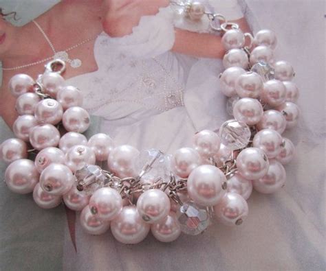 Blush Pink Cluster Bracelet Bridesmaid Jewelry By SLDesignsHBJ Blush