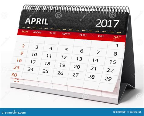 April 2017 Desktop Calendar 3d Illustration Stock Illustration