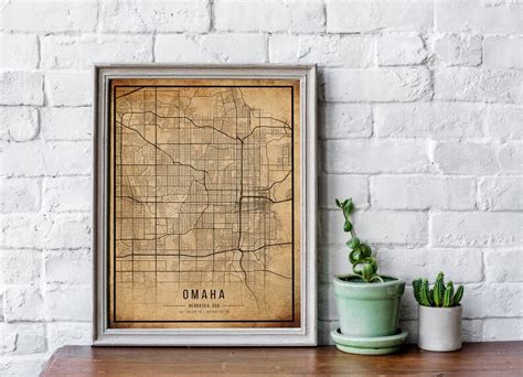 Omaha Vintage Map Poster Omaha Old Map Grunge Omaha Map Etsy