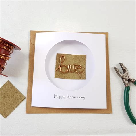 Copper 7th Anniversary Wedding Card Copper Wire Love Card Etsy