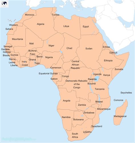 Free Labeled Map Of Africa Continent With Countries And Capital Blank