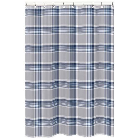 Large selection & discount prices on kitchen curtains. Navy Blue and Gray Plaid Shower Curtain - Overstock - 12382363