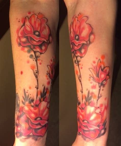 Watercolor Red Poppy Tattoo On Arm Tattoomagz › Tattoo