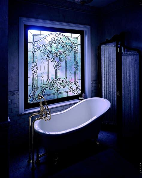 With vivid intensity stained glass window panel signed and dated panel stained glass window mounted on adjustable chain. Bathroom Glass Window | Tru-Pro Home Design Products