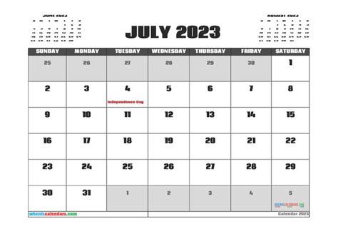 Printable July 2023 Calendar Free 12 Templates Calendar Printables