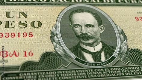 Cuba Cuban Peso 1 Banknotes One Cuban Peso Close Up And Macro View Of