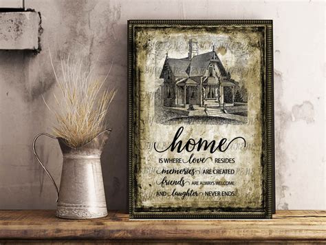 Primitive Home Quote Art Print Farmhouse Country Rustic