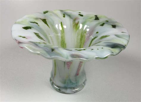 Fused Glass Footed Vase Elegant Fused Glass By Karen