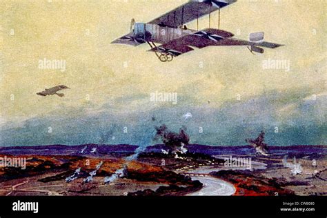 La I Guerra Mundial biplano Alemán de reconocimiento sobre el Marne
