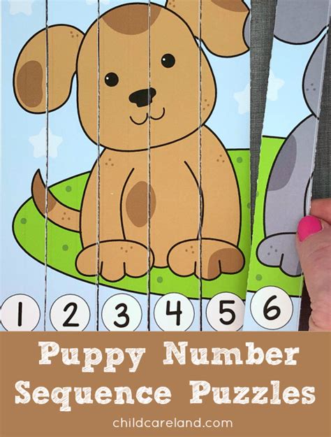 Puppy Number Sequence Puzzles For Number Recognition And Fine Motor