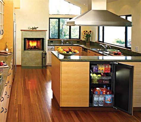 Touch device users, explore by touch or with swipe gestures. fireplace in kitchen | Built in refrigerator, Kitchen ...