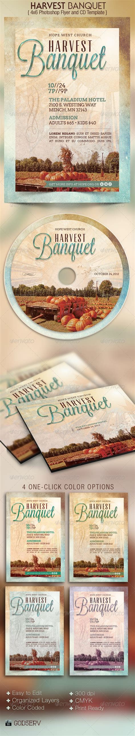 Harvest Banquet Church Flyer Cd Template By Godserv Graphicriver