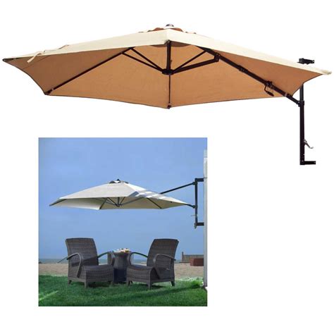 10' Offset Patio Umbrella Wall Mount Garden Outdoor Sun ...