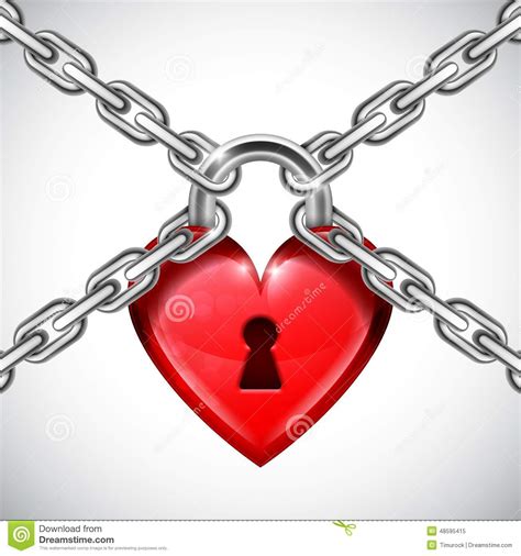 Red Heart Lock And Chains Stock Vector Illustration Of