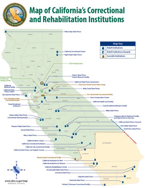 Map Of Californias Correctional And Rehabilitation Institutions
