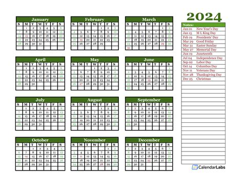 Editable 2024 Yearly Calendar Landscape Free Printable Templates