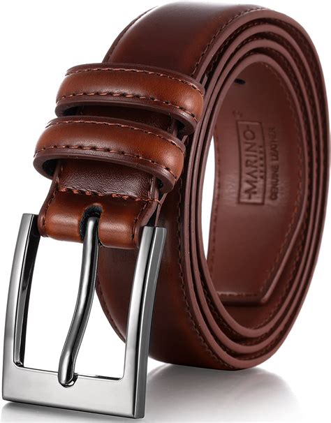 Marinos Men Genuine Leather Dress Belt With Single Prong Buckle 38