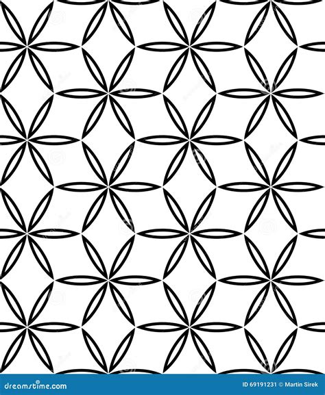 Vector Modern Seamless Sacred Geometry Pattern Flower Of Life Black