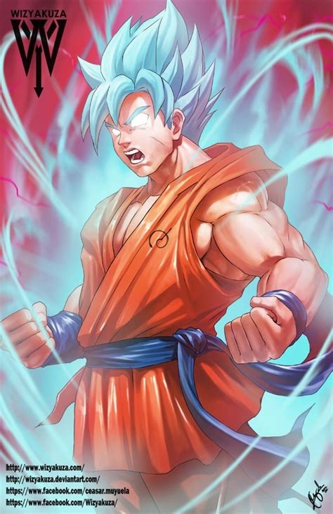 Goku Super Saiyan Blue Kaio Ken Dragon Ball Z 11 X By Wizyakuza