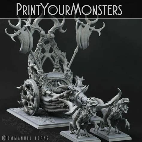 3d Printed Print Your Monsters Dark Elves Chariot And General Set 28mm 32mm Dandd 3990 Picclick