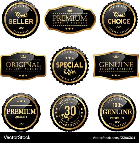 Premium Quality Product Labels Design Royalty Free Vector