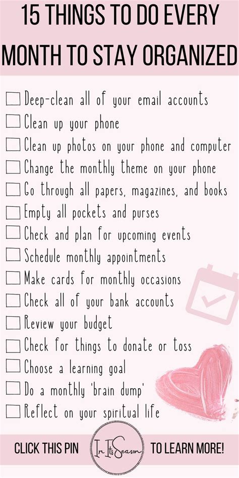 A List Of Different Things To Do Every Month Things To Do Every Month To Stay Organized
