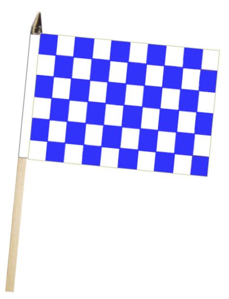 Royal Blue And White Checkered Large Hand Waving Flag