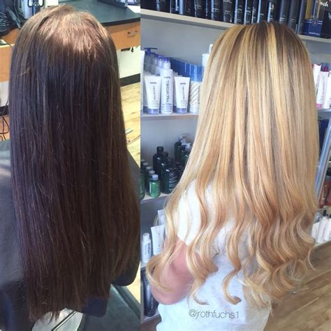 Use a plastic spoon to mix the bleach into the peroxide until it is completely dissolved. Brown to rooty blonde before and after | Brunette to ...