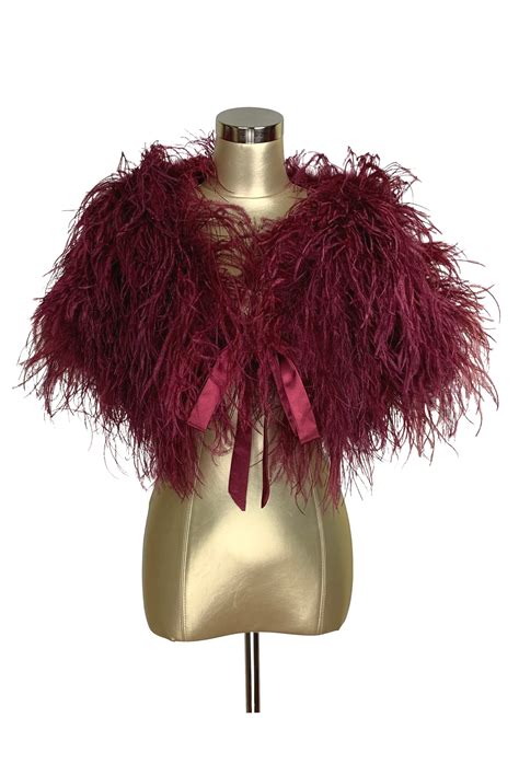 Ultra Ostrich Hollywood Glamour 1930s Vintage Style Harlow Wrap Bloo