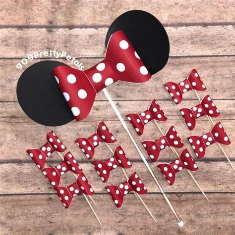 Minnie Mouse Cake Topper Disney Mickey Mouse Ears Cupcake Etsy