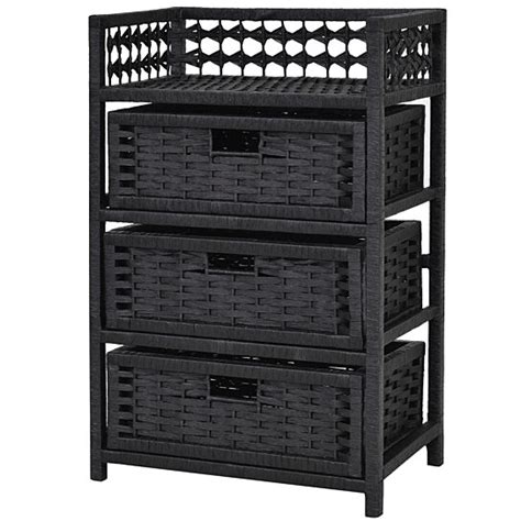 Buy Costway 3 Drawer Storage Unit Tower Shelf Wicker Baskets Storage