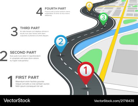 Highway Road Infographic Street Roads Map Gps Vector Image