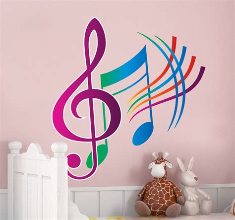 Vinilo Decorativo Colorido Notas Musicales Watercolor Flowers Paintings