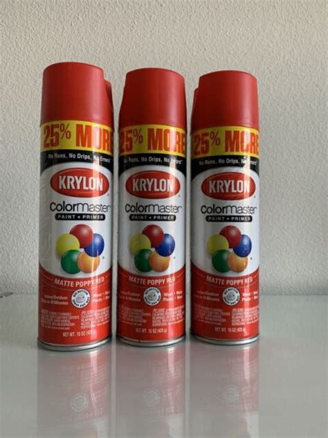 Krylon Colormaster Matte Poppy Red Indooroutdoor Spray Paint 3 Pack Ebay