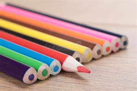 Red Pencil Crayon Facing The Opposite Direction Stock Image Image Of