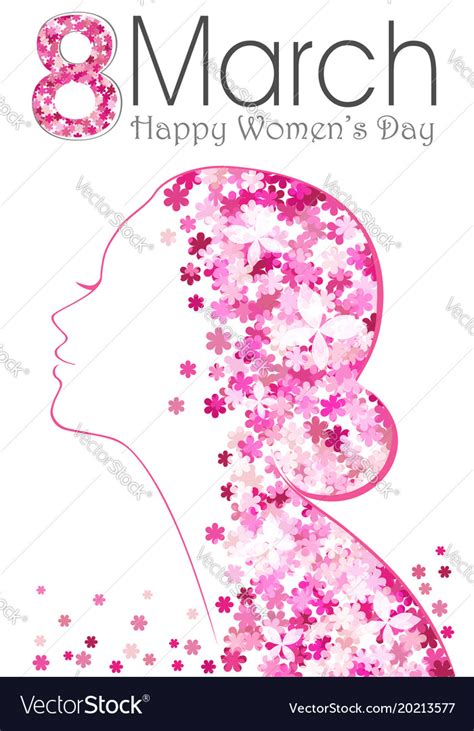 8 March Happy Women Day Poster With Flowers Vector Image