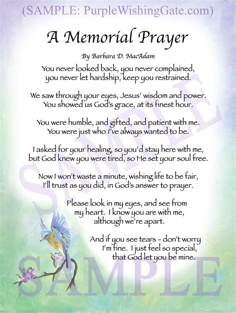 A Memorial Prayer Personalized Framed Ts For Sale