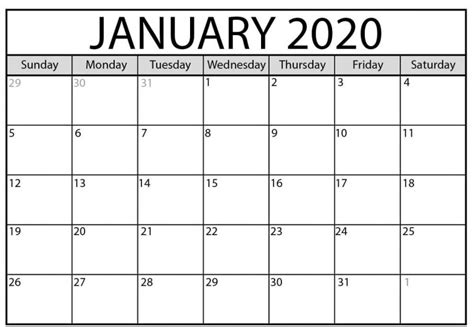 Editable 2020 January Calendar Printable Template With Notes