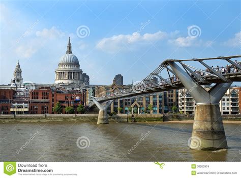 Millennium Bridge In London And St Paul S Cathedral Editorial Stock
