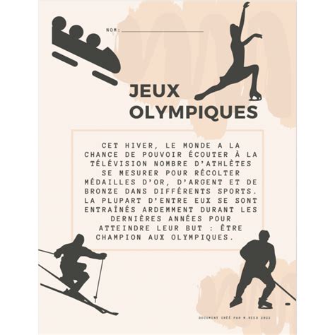 Jeux olympiques - pratique texte descriptif
