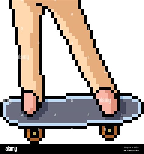 vector pixel art skateboard toy isolated cartoon Stock Vector Image