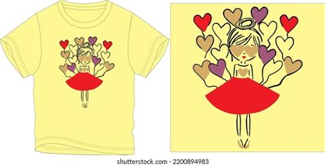 Girl Hearts Balloons T Shirt Graphic Stock Vector Royalty Free 2215176025 Shutterstock