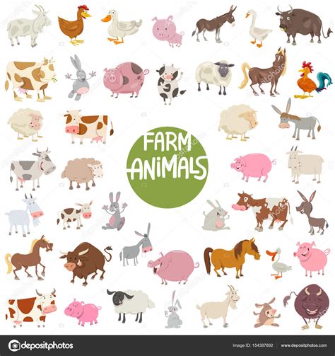 Farm Animal Characters Big Set Stock Illustration By ©izakowski 154387892