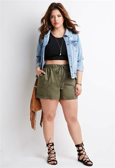 Forever 21 Forever 21 Plus Size Drawstring Cuffed Shorts Plus Size Summer Outfit Trendy