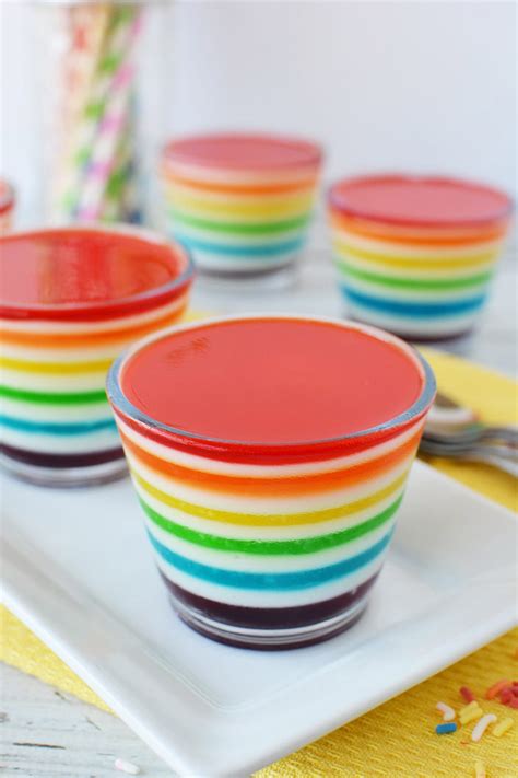 Rainbow Jell O Cups Layered Dessert For A Unicorn Party